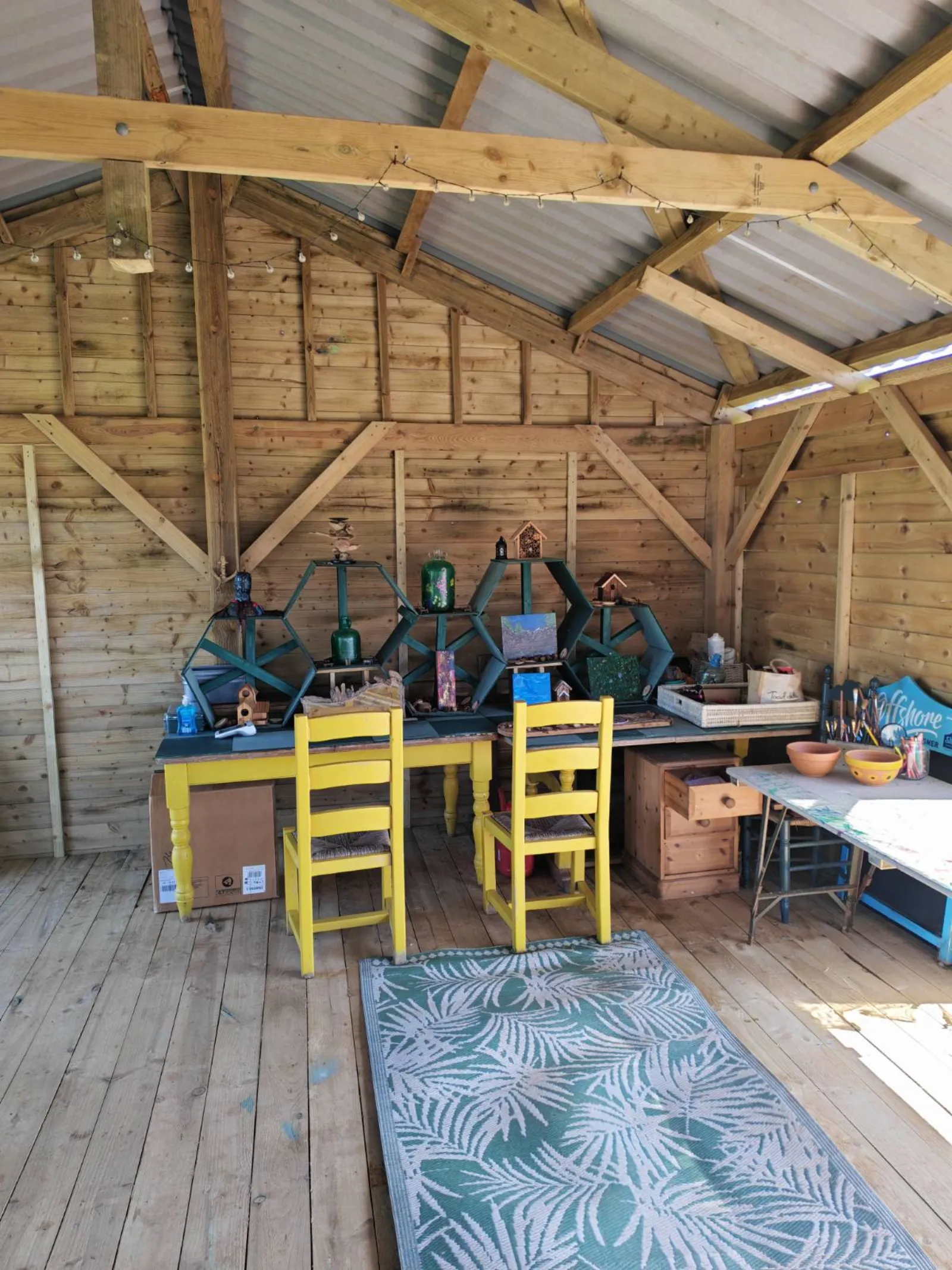 Arts and crafts corner at The Coffee Room, West Kellow Yurts